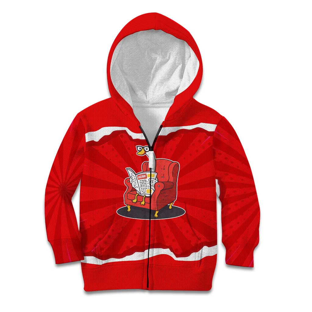 Silly Goose Kid Hoodie with Newspaper and Armchair Pattern