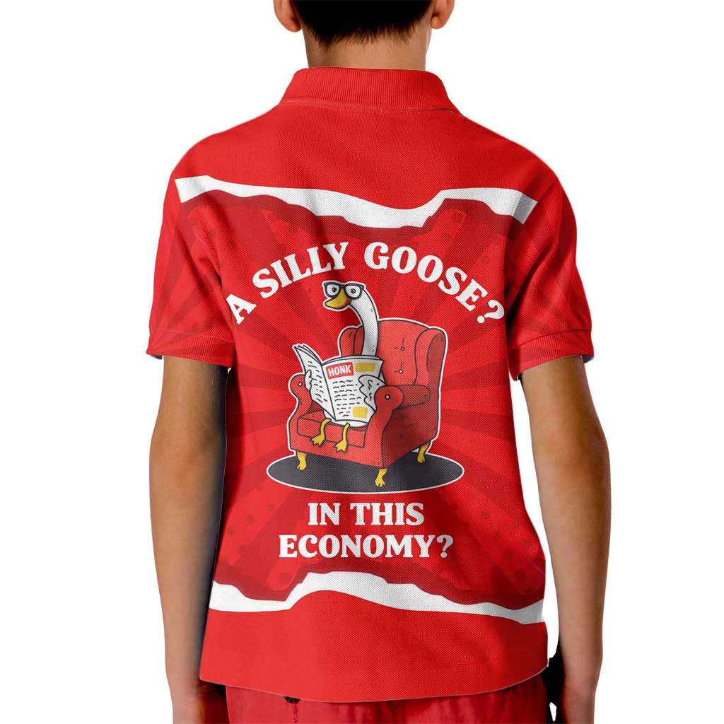 Silly Goose Kid Polo Shirt with Newspaper and Armchair Pattern