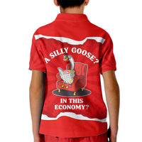 Silly Goose Kid Polo Shirt with Newspaper and Armchair Pattern