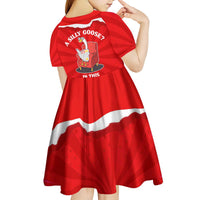 Silly Goose Kid Short Sleeve Dress with Newspaper and Armchair Pattern