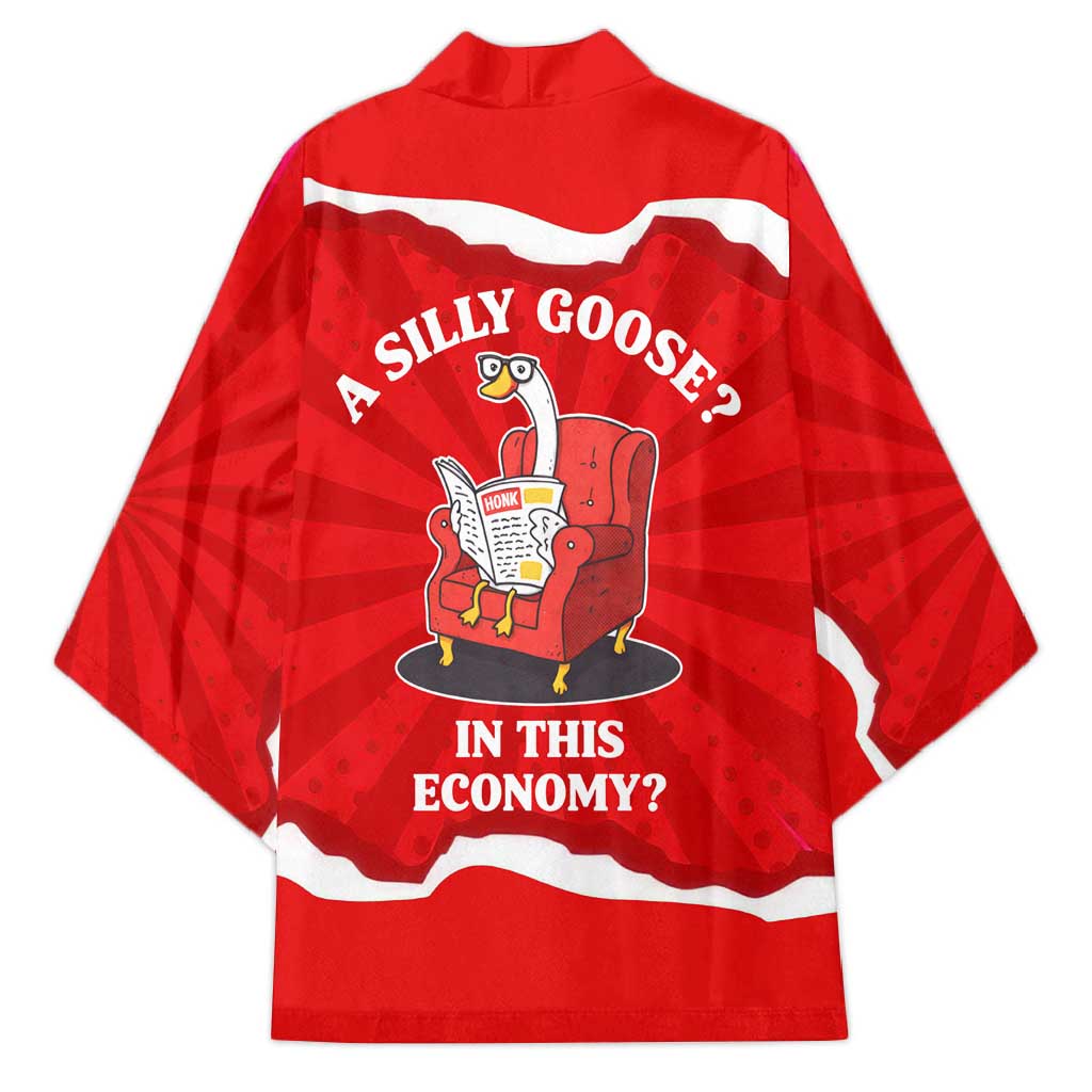 Silly Goose Kimono with Newspaper and Armchair Pattern
