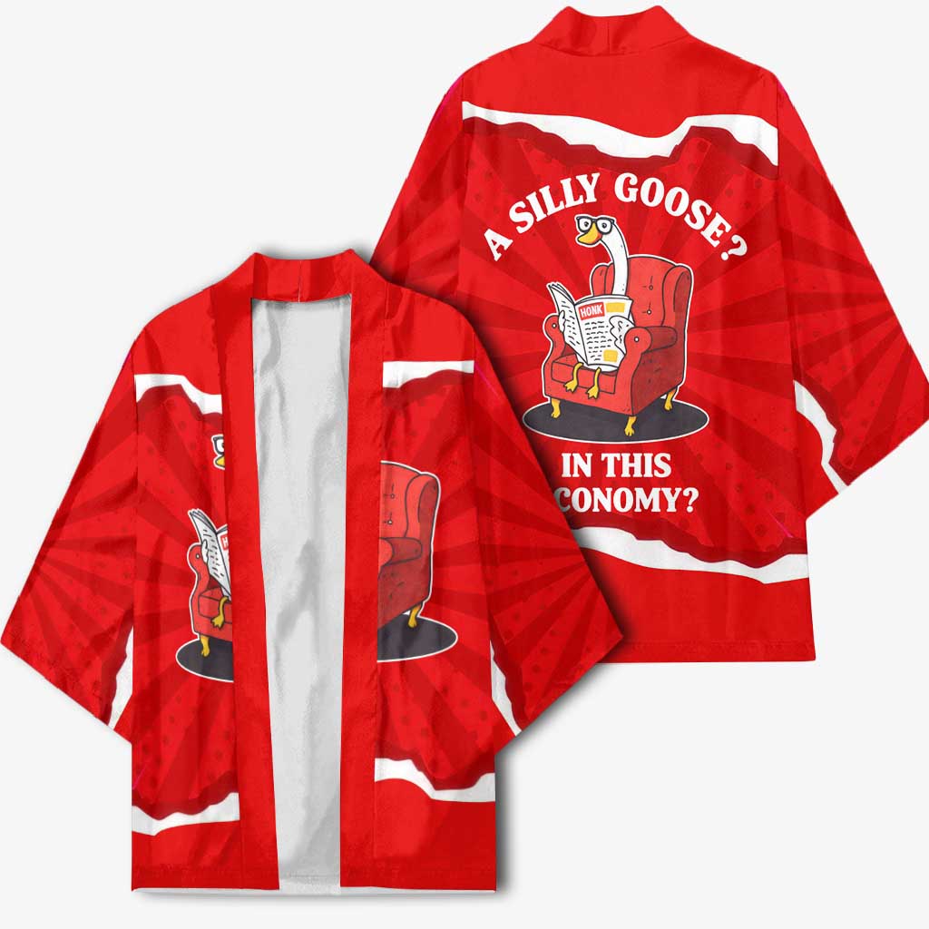 Silly Goose Kimono with Newspaper and Armchair Pattern