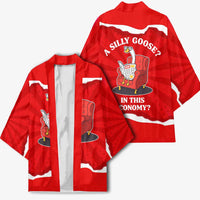 Silly Goose Kimono with Newspaper and Armchair Pattern