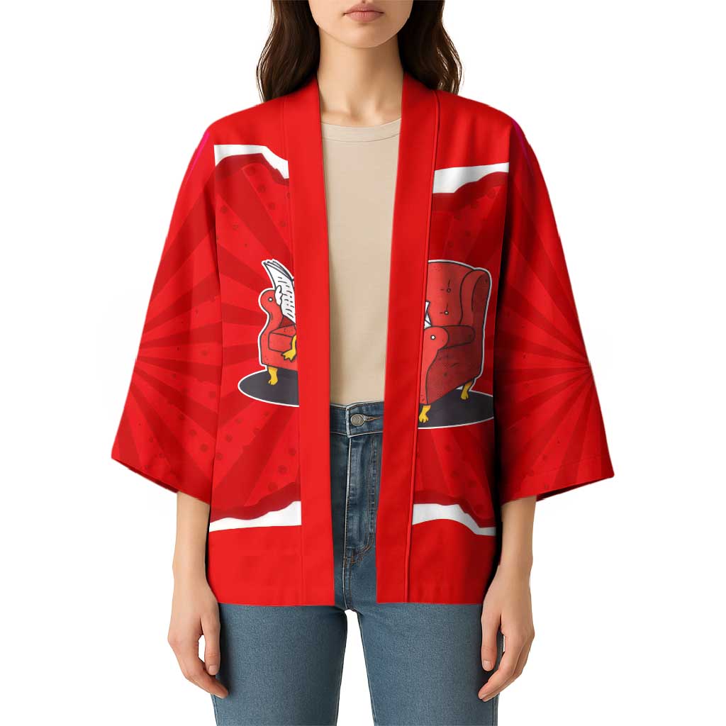 Silly Goose Kimono with Newspaper and Armchair Pattern