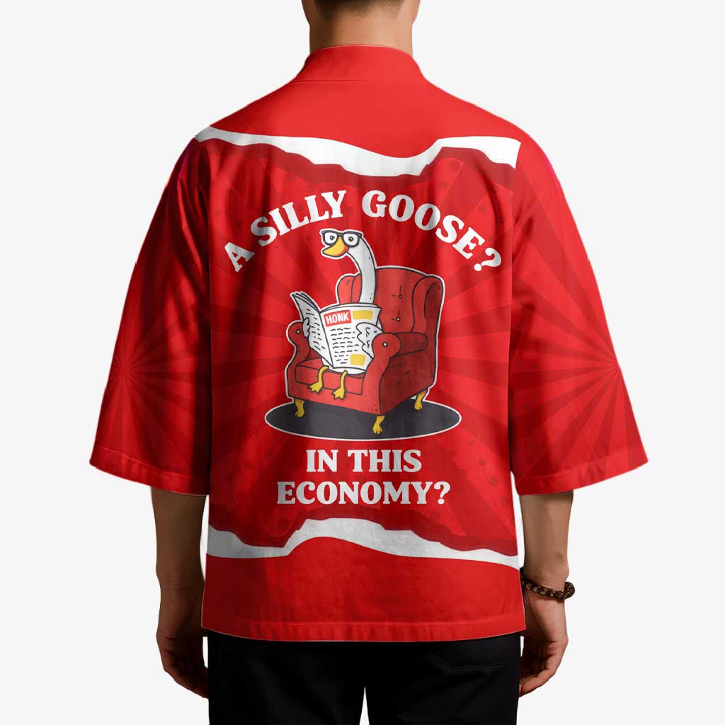 Silly Goose Kimono with Newspaper and Armchair Pattern