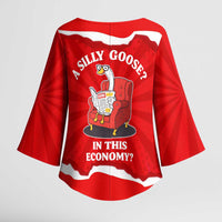 Silly Goose Kimono Sleeve Blouse with Newspaper and Armchair Pattern
