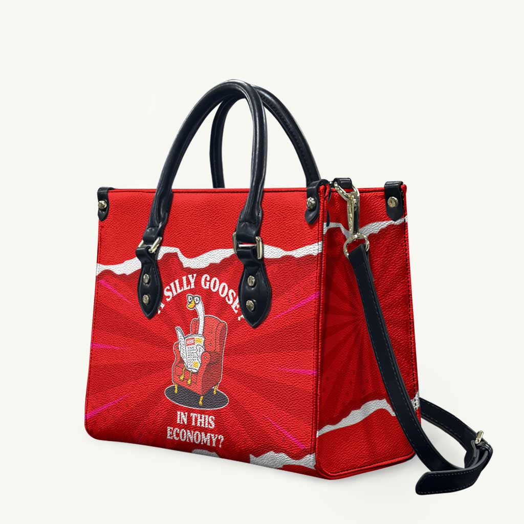 Silly Goose Leather Bag with Newspaper and Armchair Pattern