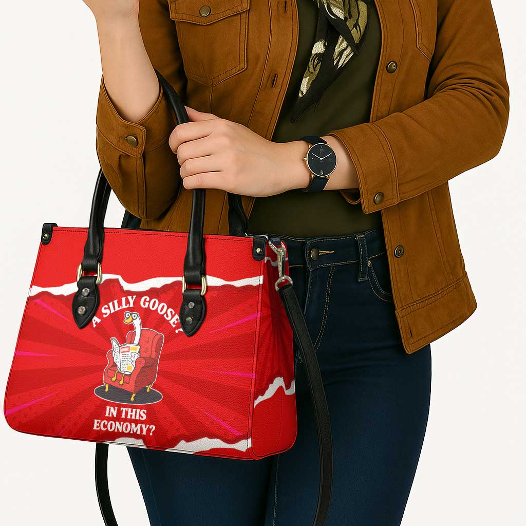 Silly Goose Leather Bag with Newspaper and Armchair Pattern