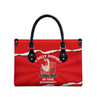 Silly Goose Leather Bag with Newspaper and Armchair Pattern