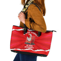 Silly Goose Leather Tote Bag with Newspaper and Armchair Pattern