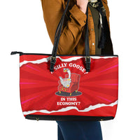 Silly Goose Leather Tote Bag with Newspaper and Armchair Pattern