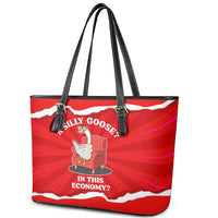 Silly Goose Leather Tote Bag with Newspaper and Armchair Pattern