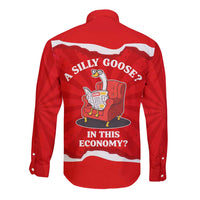 Silly Goose Long Sleeve Button Shirt with Newspaper and Armchair Pattern