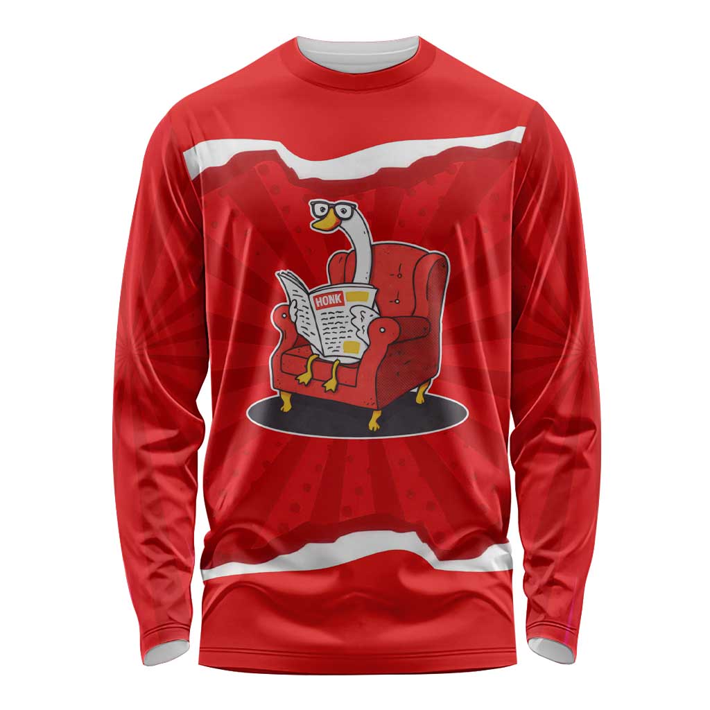 Silly Goose Long Sleeve Shirt with Newspaper and Armchair Pattern