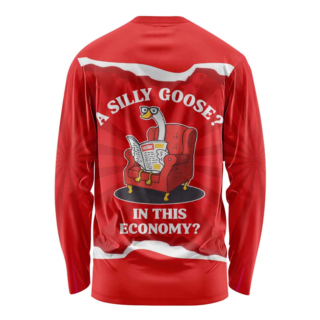 Silly Goose Long Sleeve Shirt with Newspaper and Armchair Pattern