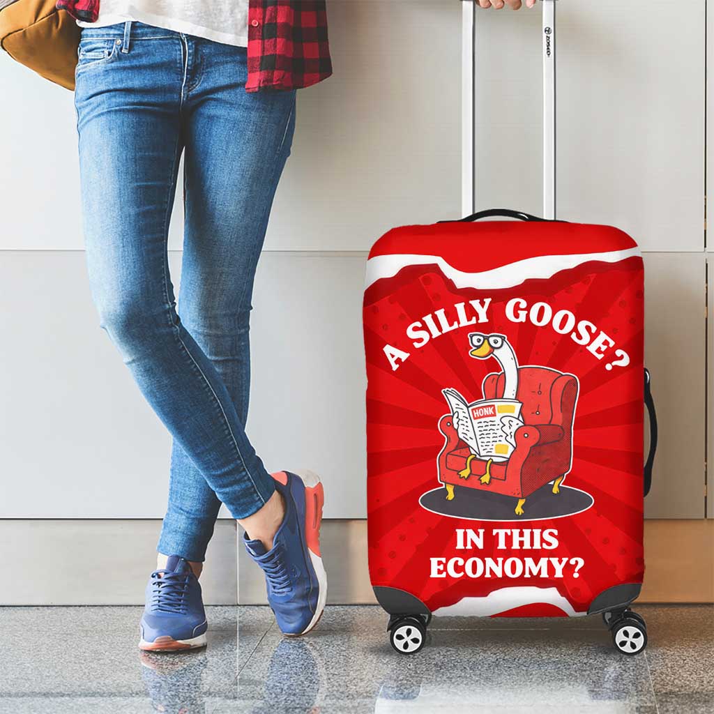 Silly Goose Luggage Cover with Newspaper and Armchair Pattern