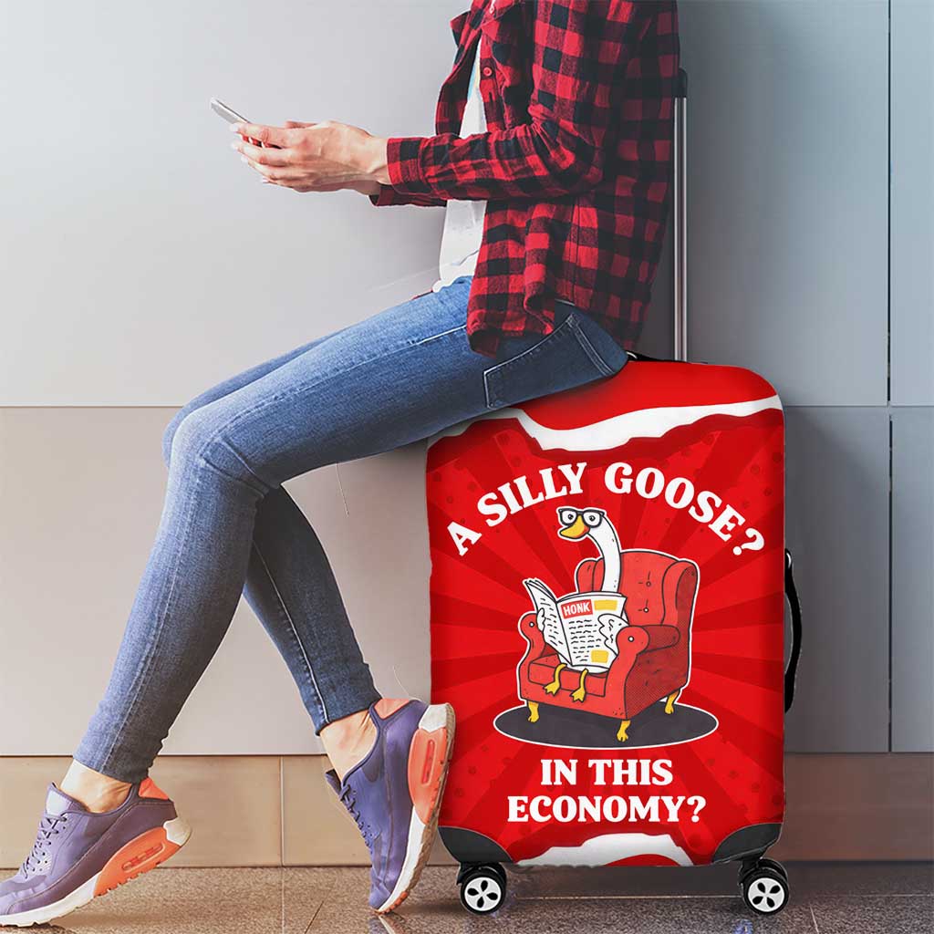 Silly Goose Luggage Cover with Newspaper and Armchair Pattern
