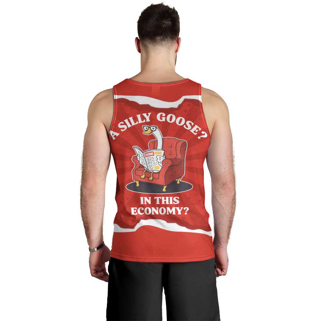 Silly Goose Men Tank Top with Newspaper and Armchair Pattern
