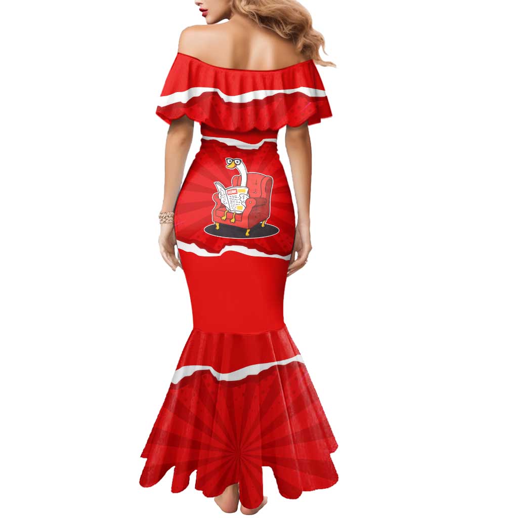 Silly Goose Mermaid Dress with Newspaper and Armchair Pattern