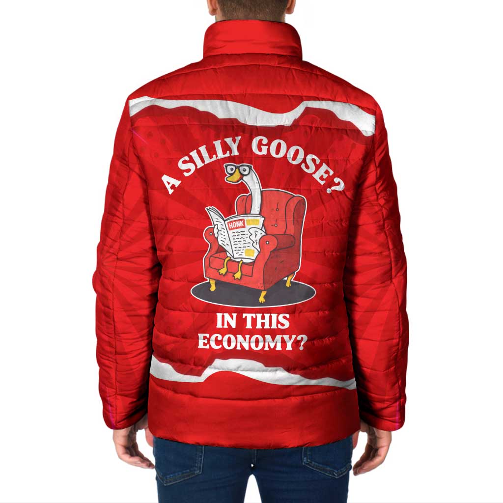 Silly Goose Padded Jacket with Newspaper and Armchair Pattern