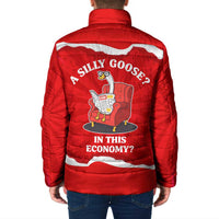 Silly Goose Padded Jacket with Newspaper and Armchair Pattern