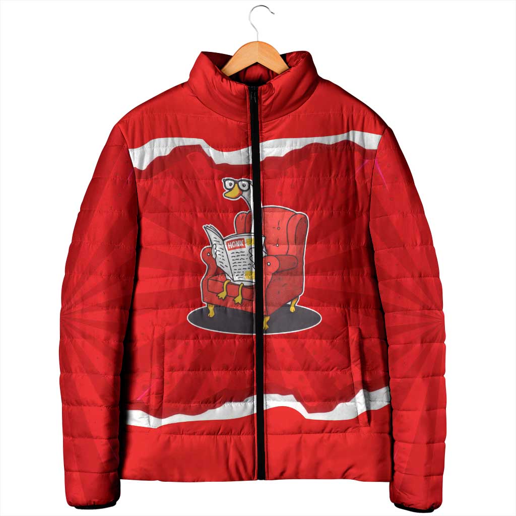 Silly Goose Padded Jacket with Newspaper and Armchair Pattern