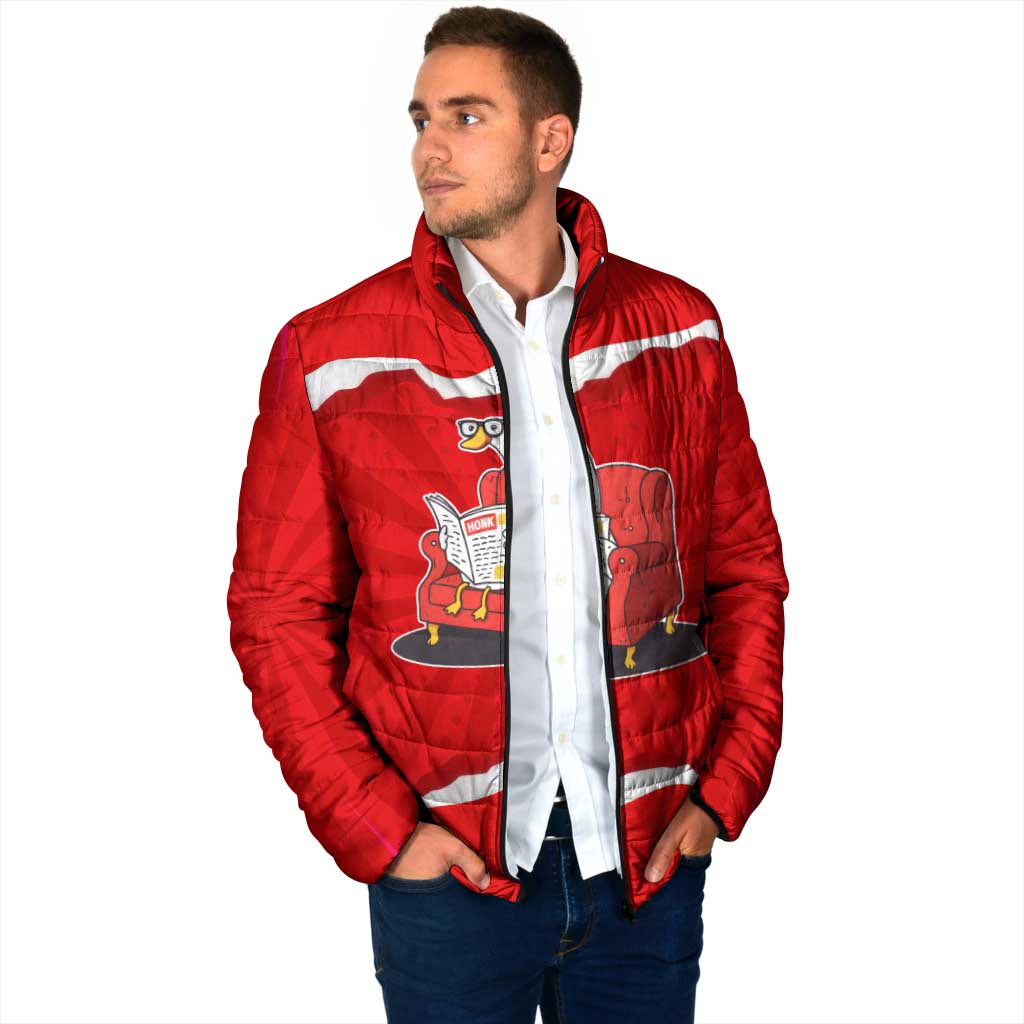 Silly Goose Padded Jacket with Newspaper and Armchair Pattern