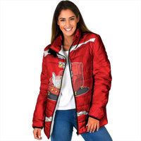 Silly Goose Padded Jacket with Newspaper and Armchair Pattern