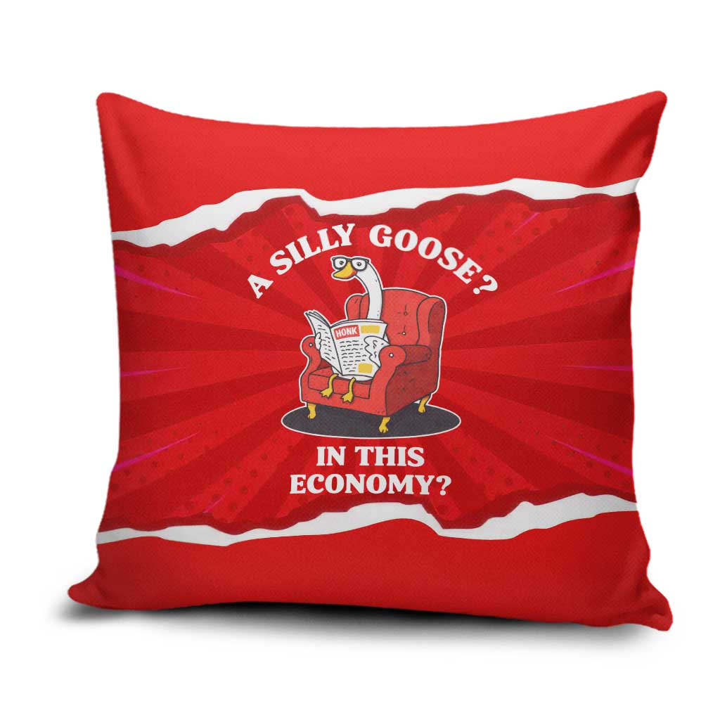 Silly Goose Pillow Cover with Newspaper and Armchair Pattern