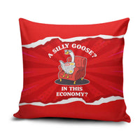 Silly Goose Pillow Cover with Newspaper and Armchair Pattern