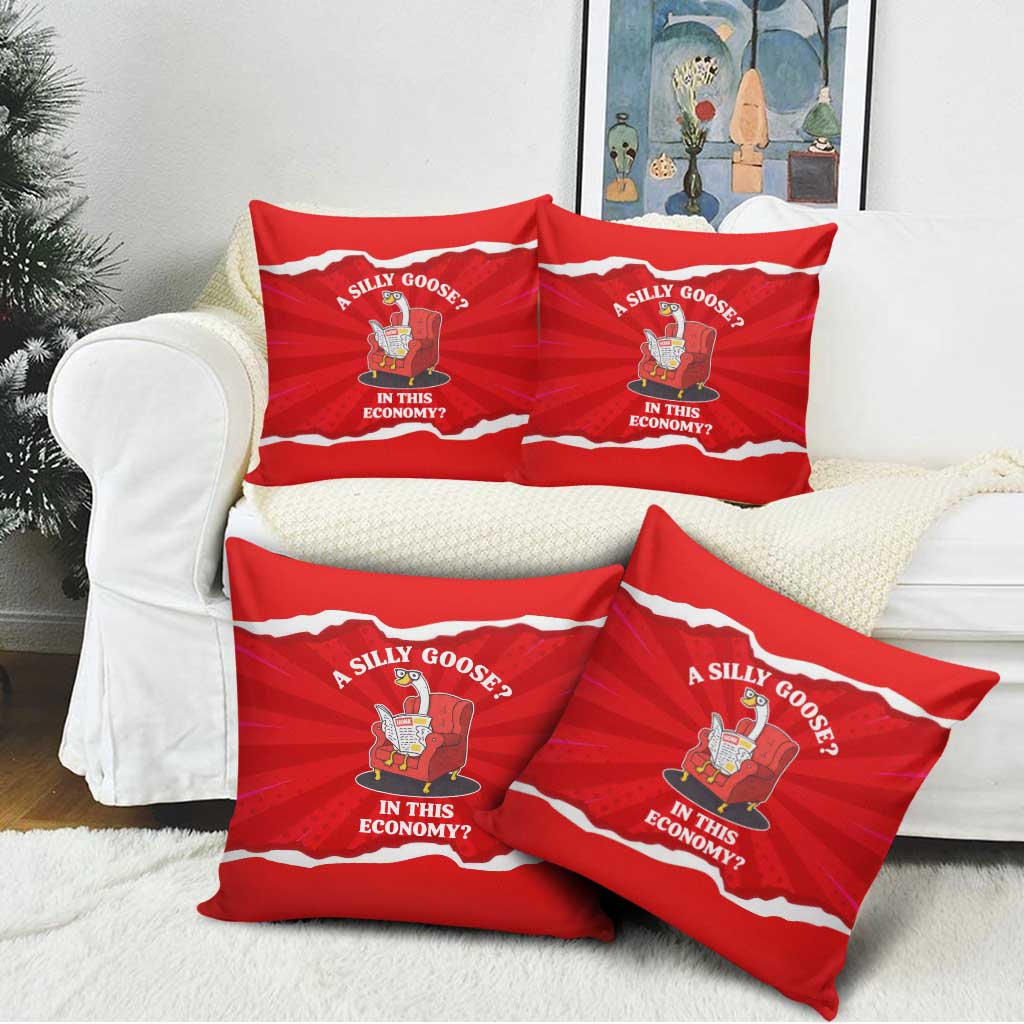 Silly Goose Pillow Cover with Newspaper and Armchair Pattern