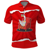 Silly Goose Polo Shirt with Newspaper and Armchair Pattern