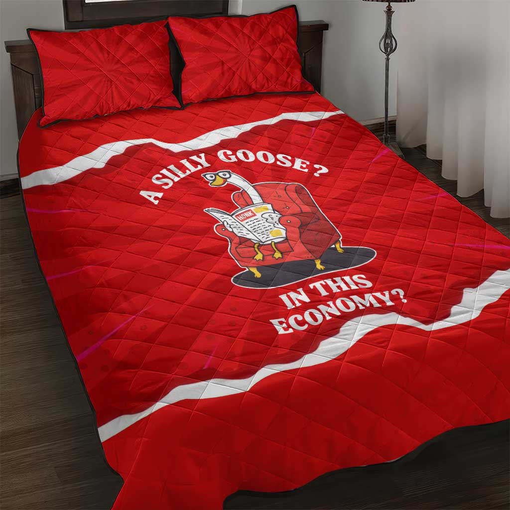 Silly Goose Quilt Bed Set with Newspaper and Armchair Pattern