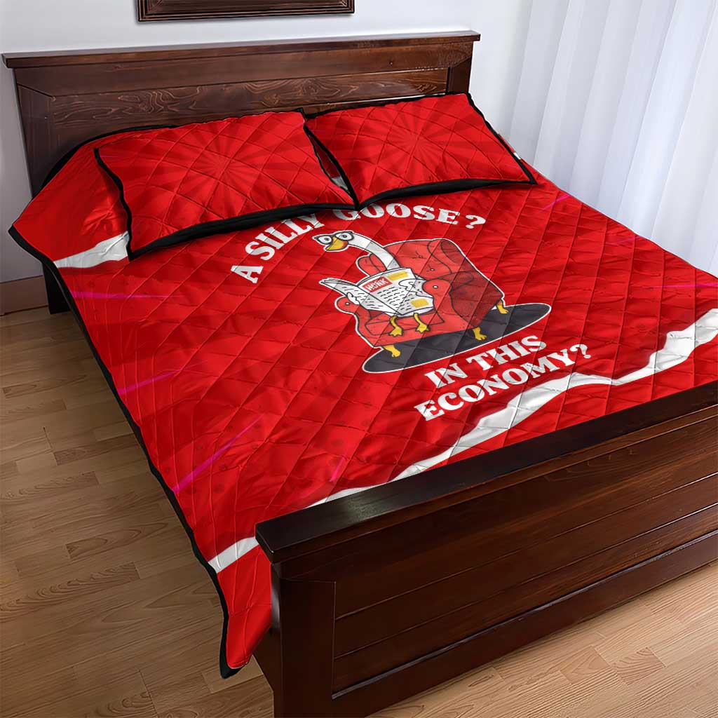 Silly Goose Quilt Bed Set with Newspaper and Armchair Pattern