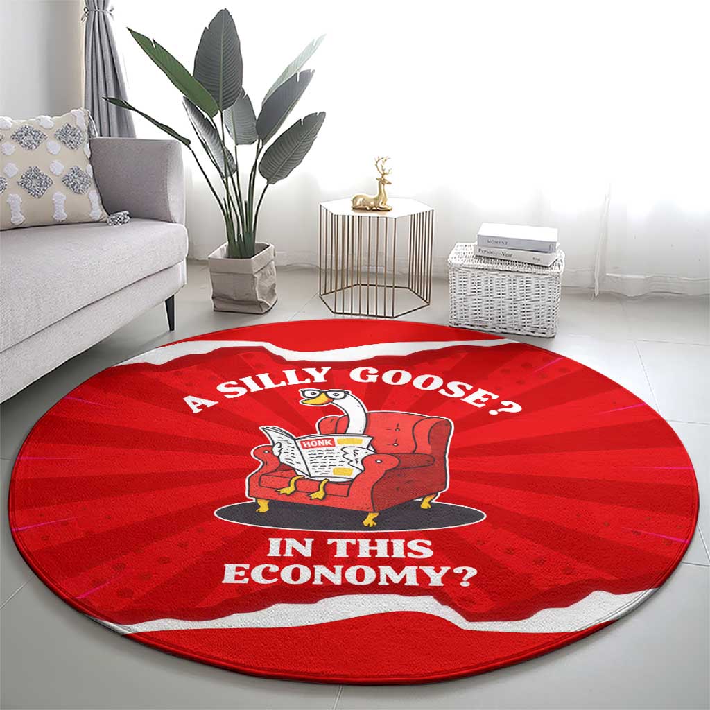 Silly Goose Round Carpet with Newspaper and Armchair Pattern