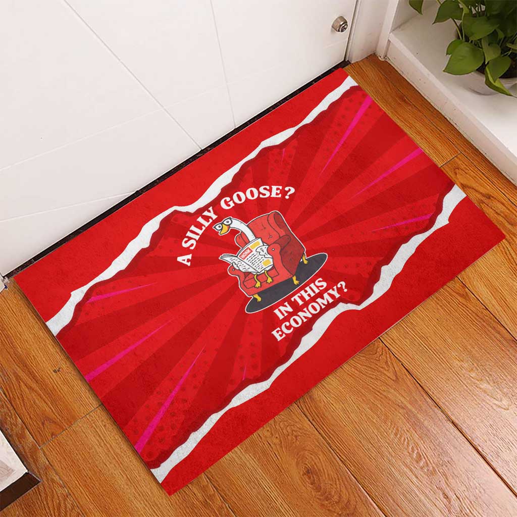 Silly Goose Rubber Doormat with Newspaper and Armchair Pattern