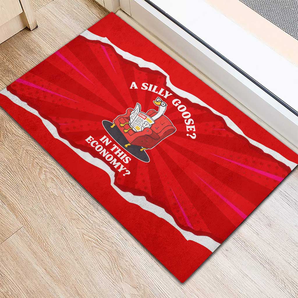 Silly Goose Rubber Doormat with Newspaper and Armchair Pattern