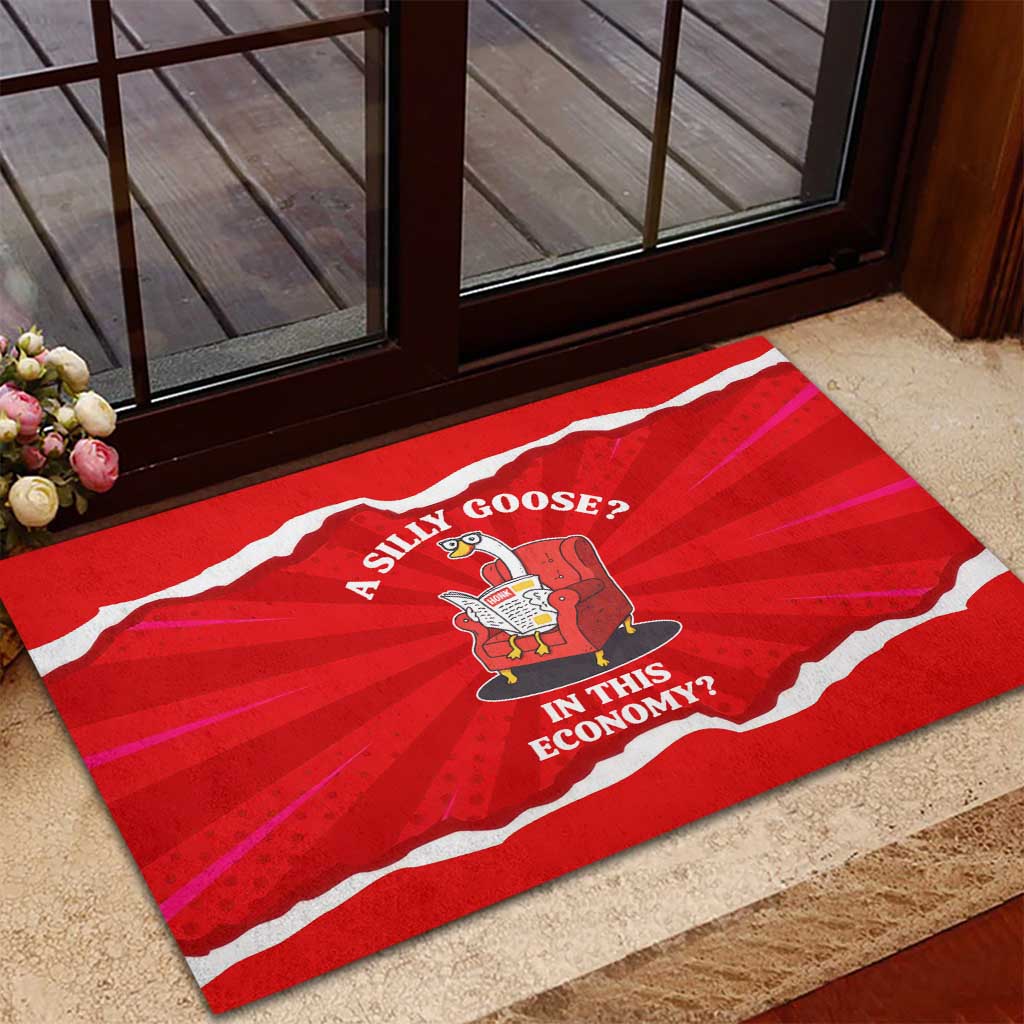 Silly Goose Rubber Doormat with Newspaper and Armchair Pattern
