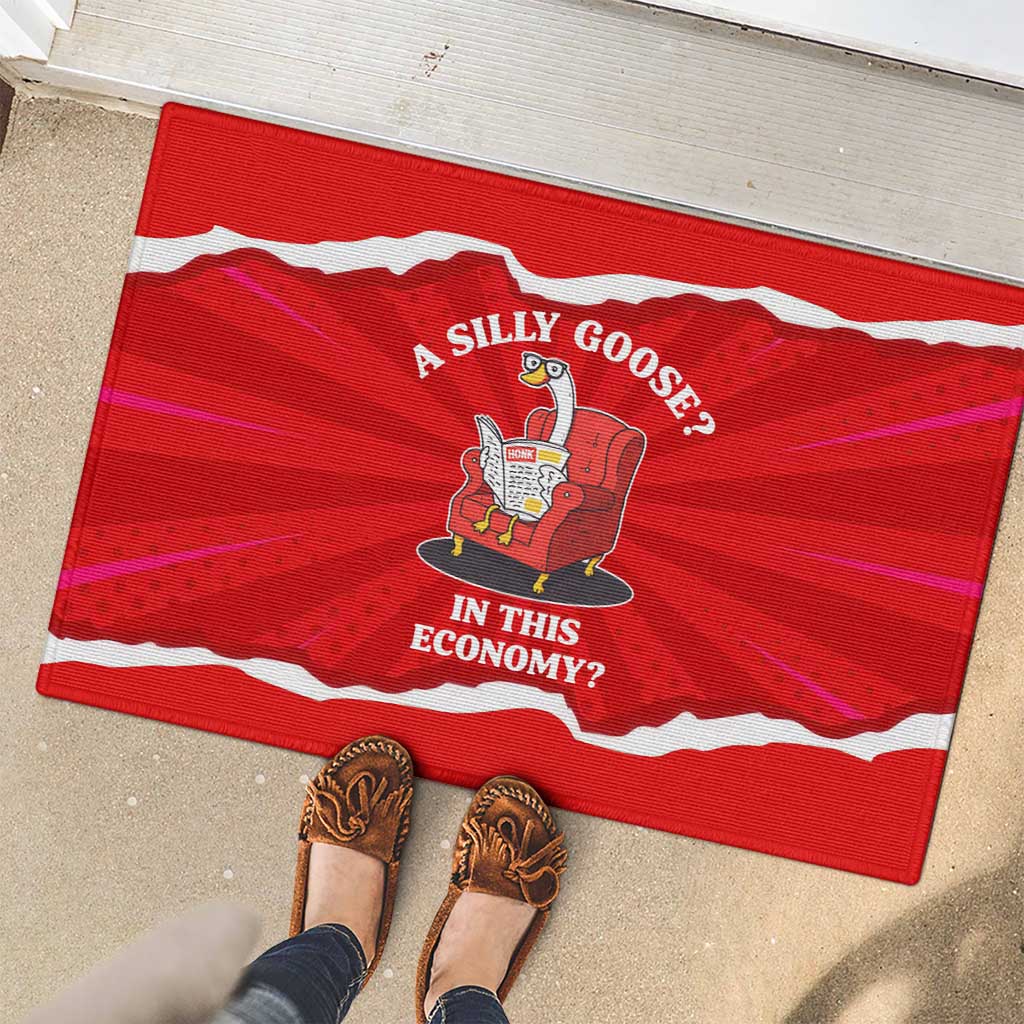 Silly Goose Rubber Doormat with Newspaper and Armchair Pattern