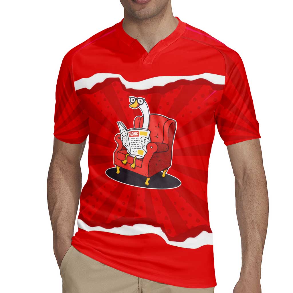 Silly Goose Rugby Jersey with Newspaper and Armchair Pattern
