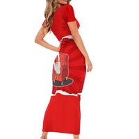Silly Goose Short Sleeve Bodycon Dress with Newspaper and Armchair Pattern