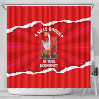 Silly Goose Shower Curtain with Newspaper and Armchair Pattern