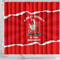 Silly Goose Shower Curtain with Newspaper and Armchair Pattern