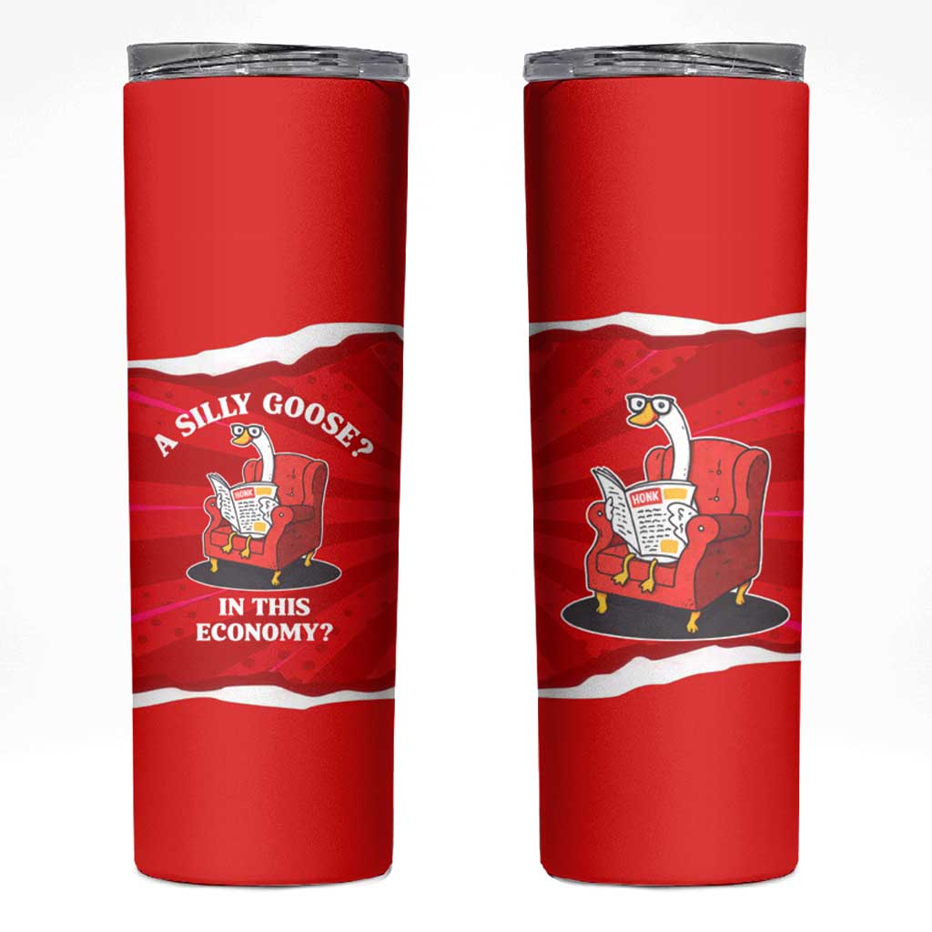 Silly Goose Skinny Tumbler with Newspaper and Armchair Pattern