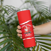 Silly Goose Skinny Tumbler with Newspaper and Armchair Pattern