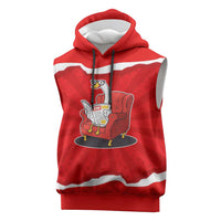 Silly Goose Sleeveless Hoodie with Newspaper and Armchair Pattern