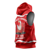 Silly Goose Sleeveless Hoodie with Newspaper and Armchair Pattern