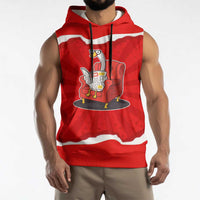 Silly Goose Sleeveless Hoodie with Newspaper and Armchair Pattern