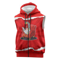 Silly Goose Sleeveless Zip Hoodie with Newspaper and Armchair Pattern