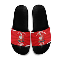 Silly Goose Slide Sandals with Newspaper and Armchair Pattern